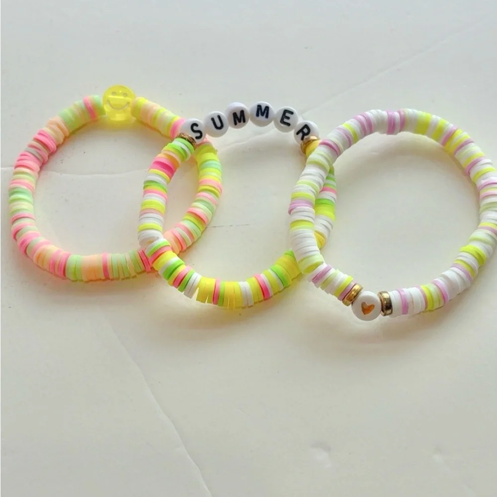 3-pack: Colorful Clay Beaded Bracelets Set